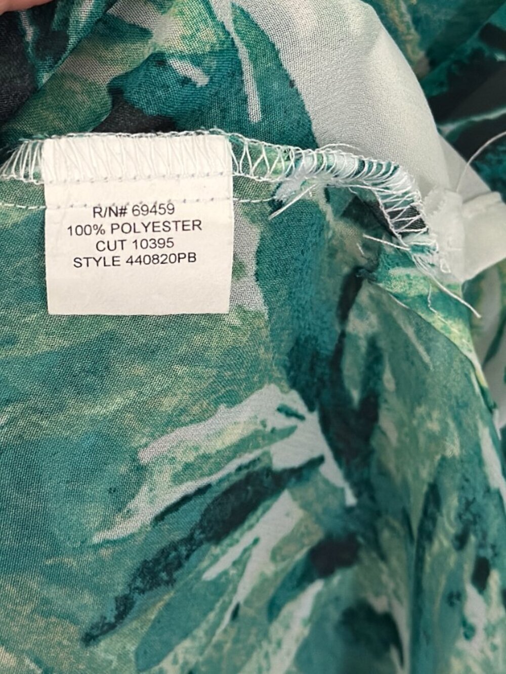 Pacific Beach Cover Up or Tunic Tropical Palm Leaf Sheer Tie Front Medium - Picture 4 of 6